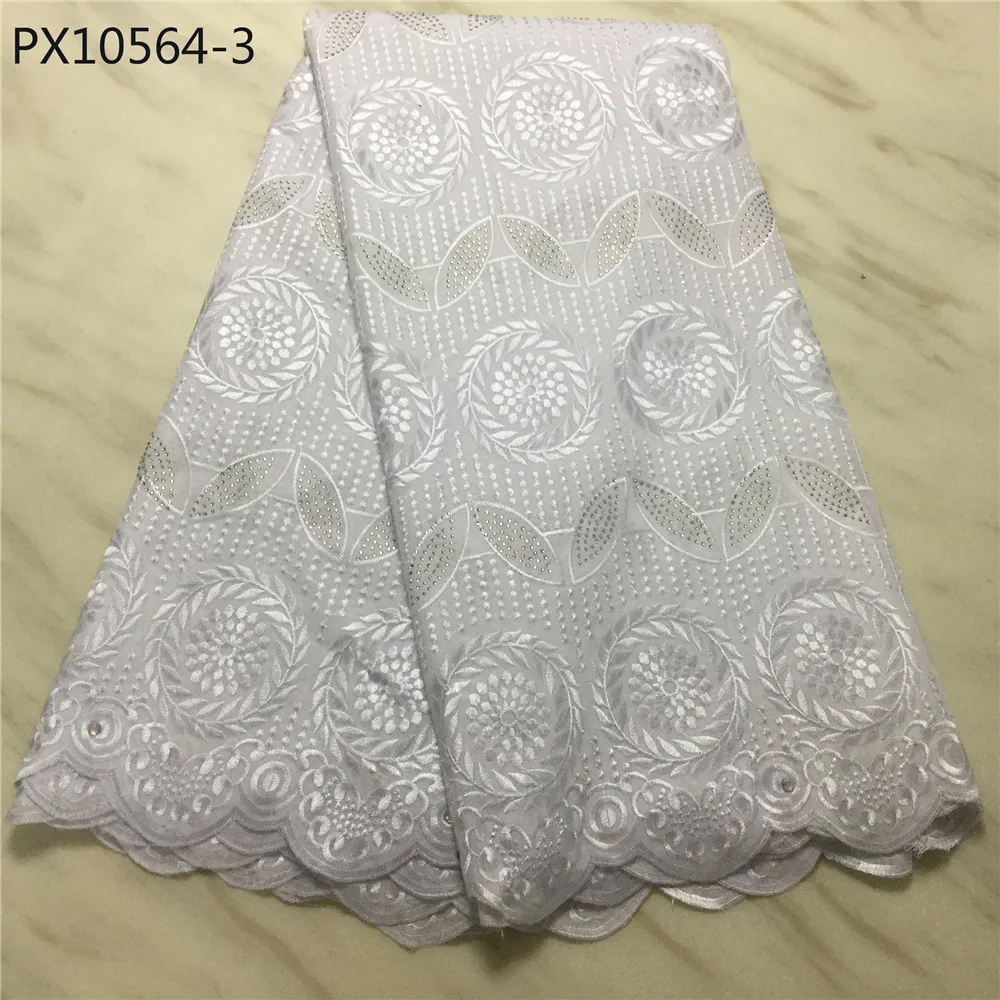 3 Good price Nigeria fashion style white color women dry cotton lace 5 yards for wedding dress - Color: 3