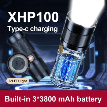 

XHP100 LED flashlight 18650 rechargeable usb torch light work lamp portable zoom flash light high power led lantern camping lamp