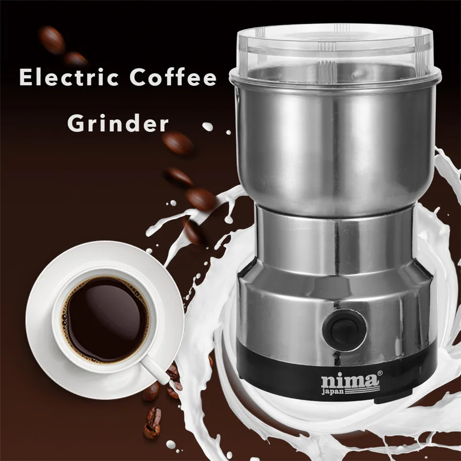 Online SEAAN Kaffeemühle Elektrische Mini Kaffee Bean Mutter Grinder Kaffee Bohnen Multifunktionale Hause Kaffee Maschine Küche Werkzeug EU Stecker