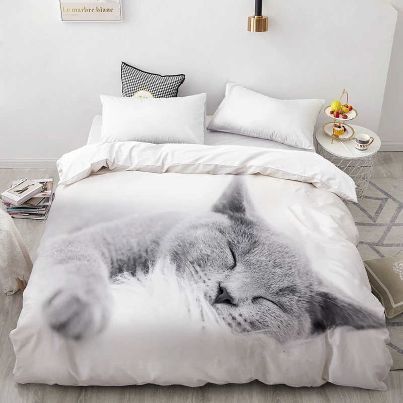 3D пододеяльник, одеяло/одеяло случае двойной/королева/король, постельные принадлежности на заказ/220x240/200x200, животное спящий Кот, Прямая поставка - Цвет: pet-05