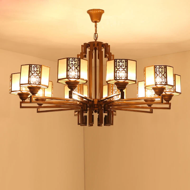 

Modern new Chinese atmosphere living room lamp villa duplex building antique restaurant lamps retro Chinese style chandelier