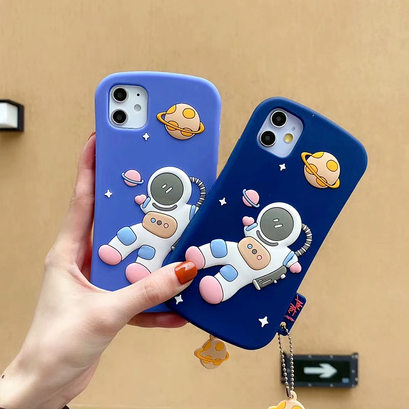 

Cute Space Astronaut Phone Case For iPhone SE 11Pro Max Case X XS XR 6 7 8 Plus Funny Cartoon Planet Stars Soft Shockproof Cover