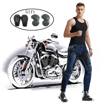 

Loong Biker New High Quality Men Motorcycle Breathable Jeans Drop Resistance Slim Denim Jean Automobile Race Pants Blue Black