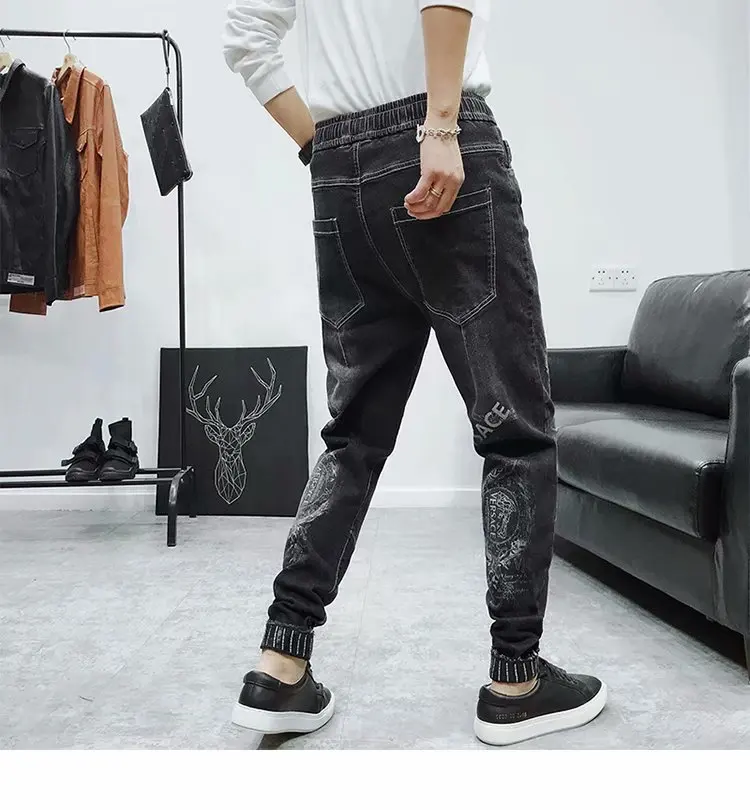 ICCLEK 2021 Fall Black Jeans Men's Jeans Slim Jeans Fashion Men's Stretch Harem Pants Men's Pants Skinny Jeans Men