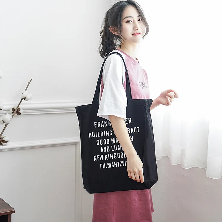 

New Style Lettered Simple Single-shoulder Canvas Bag Environmentally Friendly Shopping Bag Large Capacity High Quality Cloth Bag
