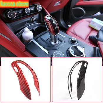 

Carbon fiber car shifter knob cover, ABS red sticker for Alfa Romeo Giulia Stelvio -2019, car interior accessories