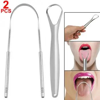 

2 X Stainless Steel Tongue Cleaner Scraper Dental Care Hygiene Oral Mouth