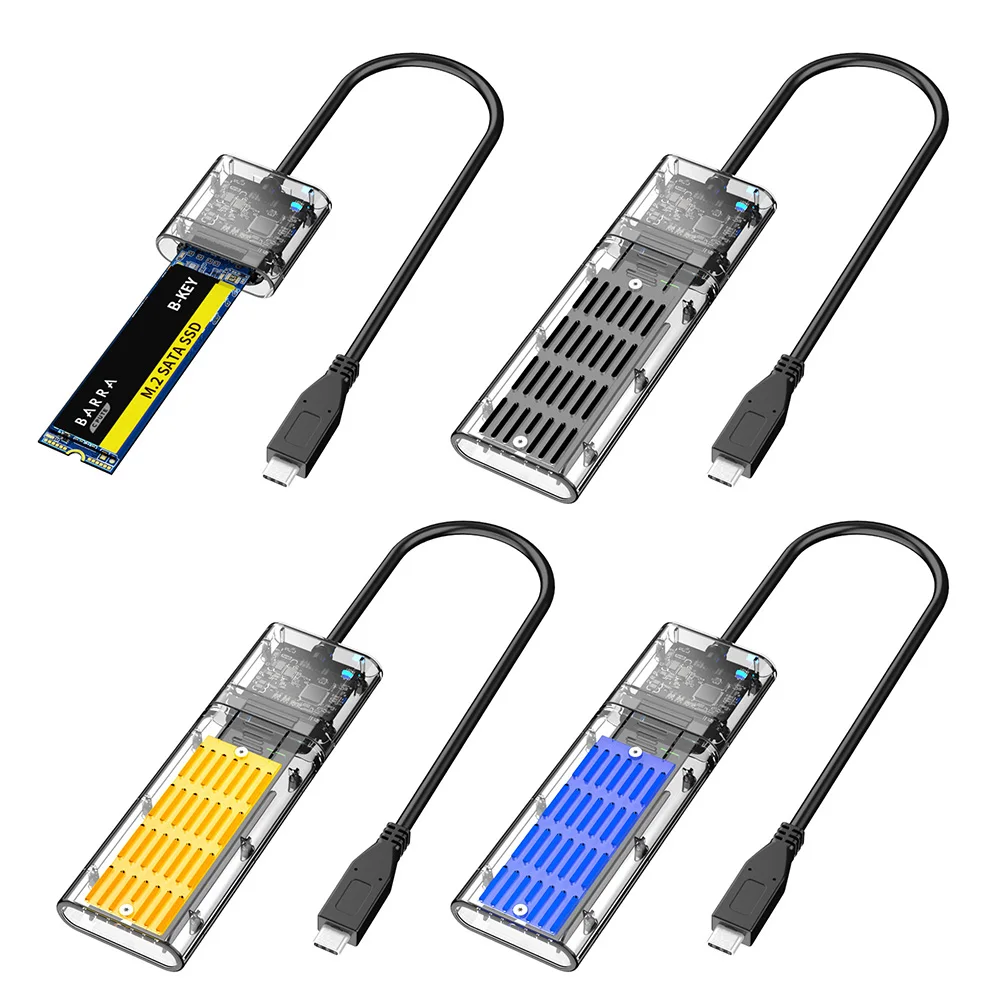 M2 SSD Box SATA Chassis M.2 To USB3.1 Type-C SSD Adapter For PCIE NGFF SATA M/B Key SSD Enclosure Transparent Hard Disk Case external hard disk box 3.5