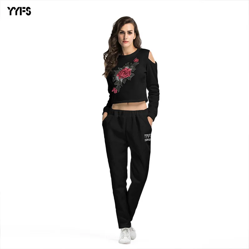

Europe And America WOMEN'S Dress Sports Set 2020 Spring Embroidered Short Hoodie Trousers Two-Piece Women's