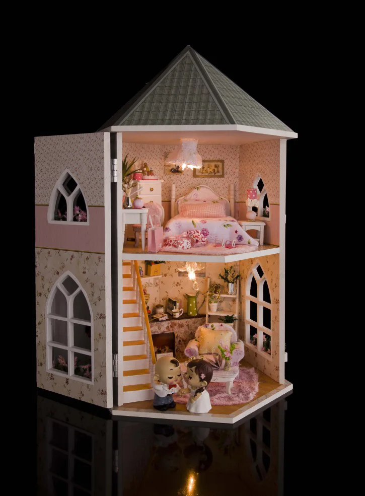 Звезда Светлячок Деревянный Кукольный дом любовь замок 1:12 миниатюрный DIY кукольный домик креативные игрушки для Рождественский подарок на день Святого Валентина