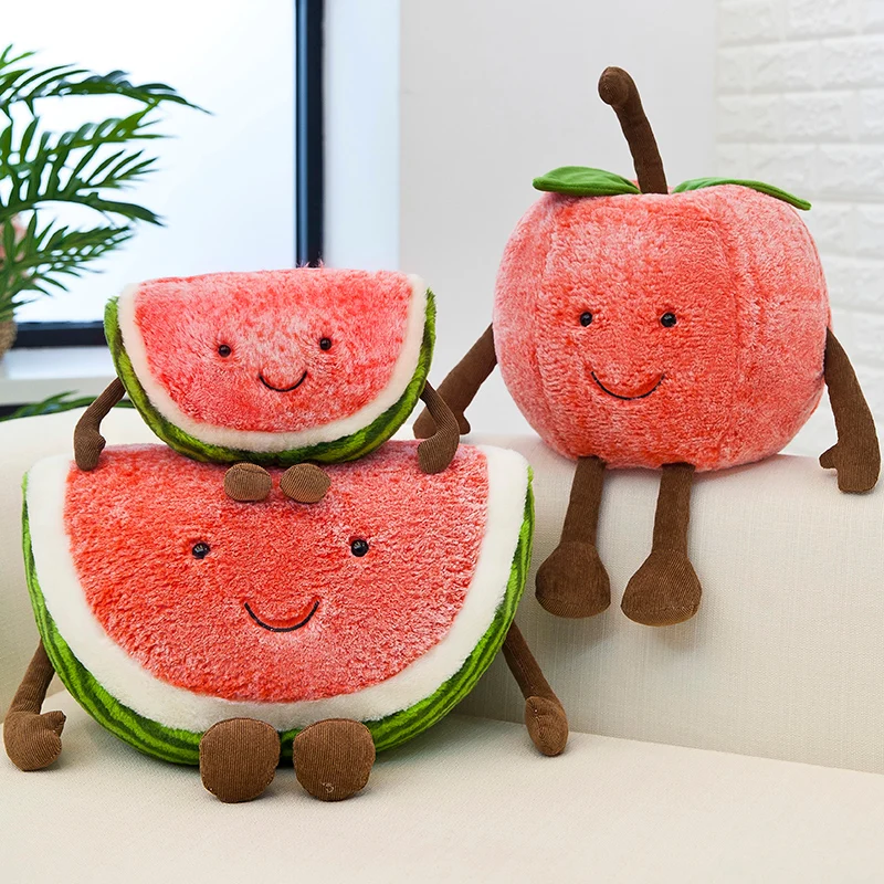 

Creative Hot Cute Sales Expression Watermelon Cherry Plush Toy Doll Home Decoration Fruit Pillow Doll A gift for a friend