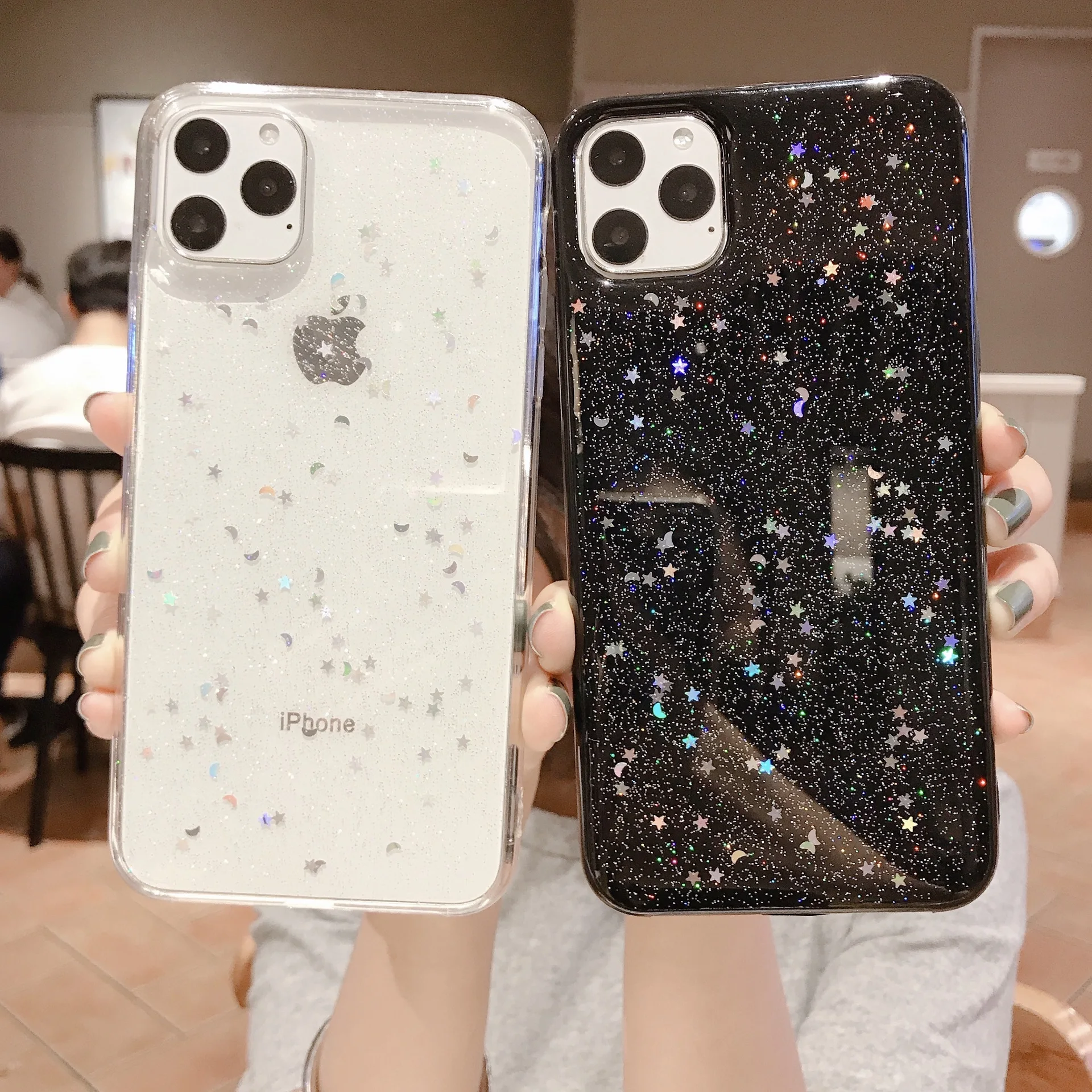 Glitter Case For Iphone 11 Pro Max 6 6s 8 7 Plus X Xr Xs Max Cover Bling Star Moon Sequins Soft Tpu Clear Silicone Phone Case Phone Case Covers Aliexpress