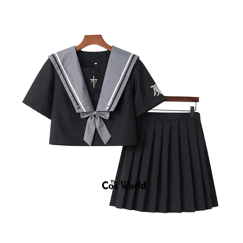 Black Summer Navy Sailor Suit Tops Skirts JK High School Uniform Class Uniform Students Cloth japanese school uniform