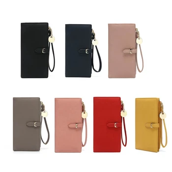 

1PC PU Leather Long Wallet Solid Color Long Wallet Women Girl Fashion Purse Credit Card Holder Clutch Ladies Hand Bag Dropship