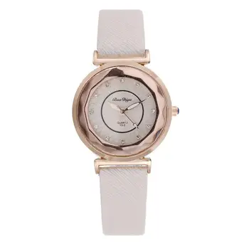 

HobbyLane Lady Stylish Rhombus Frame Quartz Watch Rhinestone PU Leather Strap Analog Wristwatch