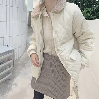 

HziriP Winter Slender Chic Women Drawstring New Cotton Thick Women Outwear Basic Warm Loose Casual Jacket Fresh Brief Jackets