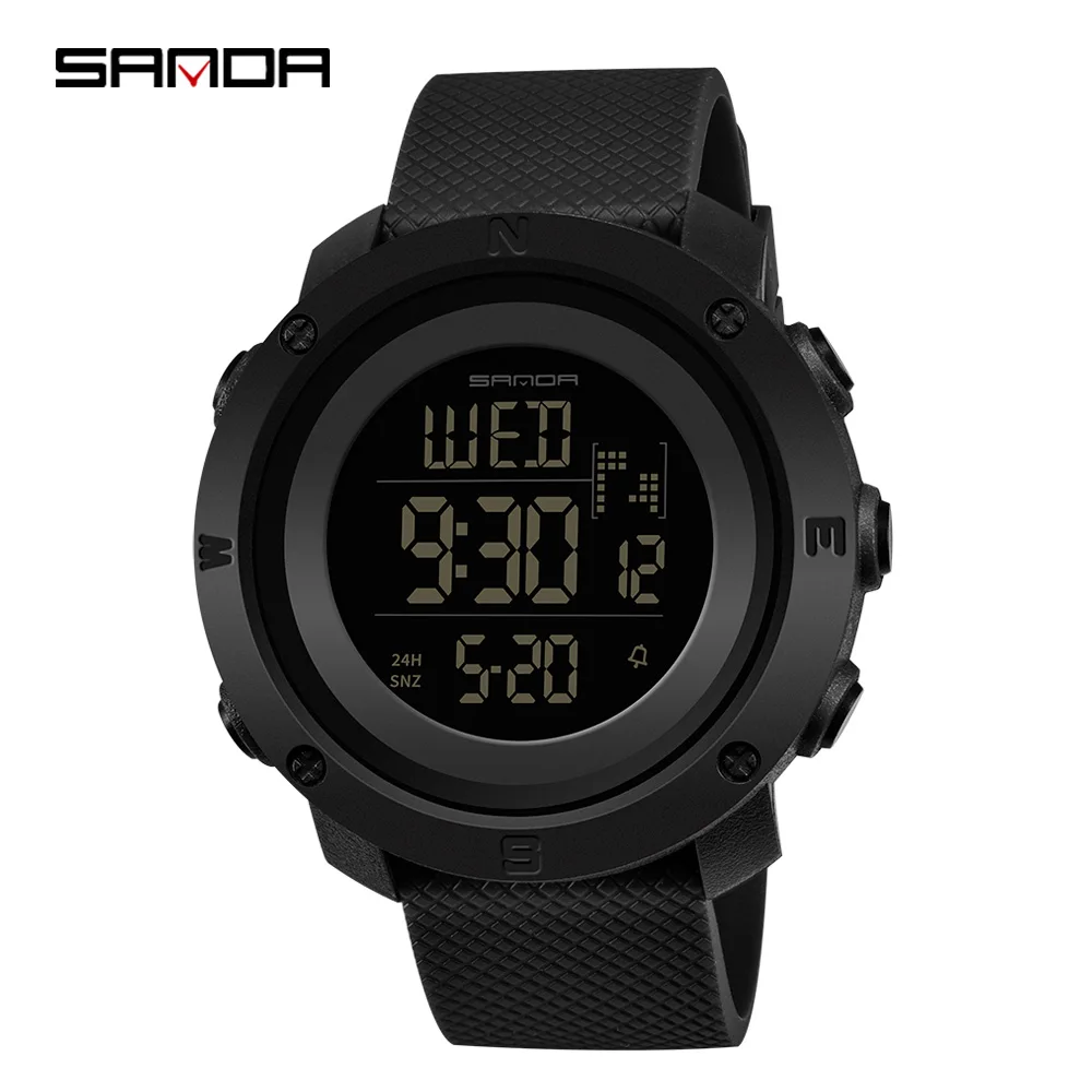Black SANDA 361 мужские модные светодиодный цифровые часы модные высокие быстрые Masculinos Relogios водонепроницаемые спортивные дешевые мужские часы - Цвет: Black