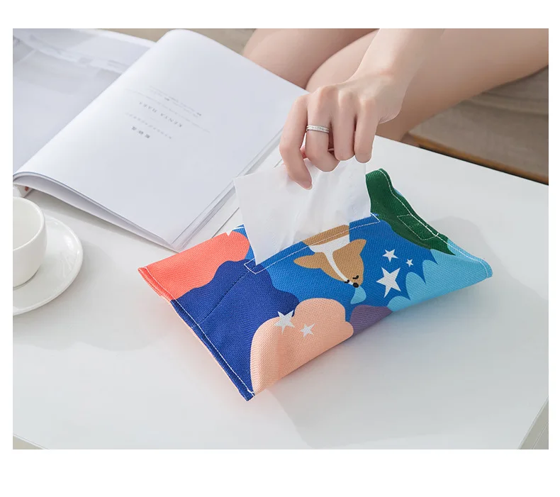 Removable Cotton Linen zhi jin dai Paper Towel Storage Bag