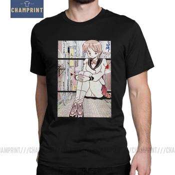 

Man T Shirt Waiting For You Short Sleeve Sad Japanese loli Cute Sexy Vaportrash Tee Shirt Tops 100% Cotton Big Size T-Shirt