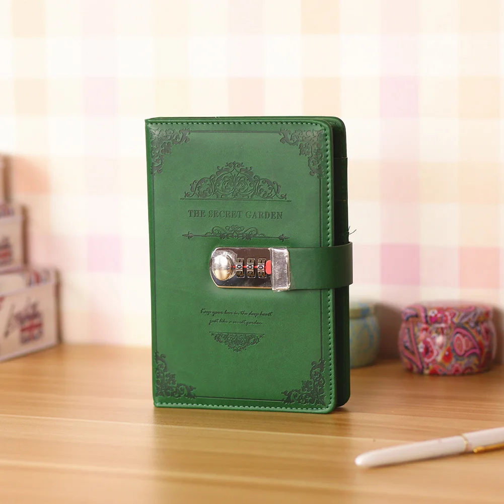 Retro Stationery Password Notebook Agenda Thread Installed Hand Book Supplies Artificial PU Gifts School Office Lock Diary