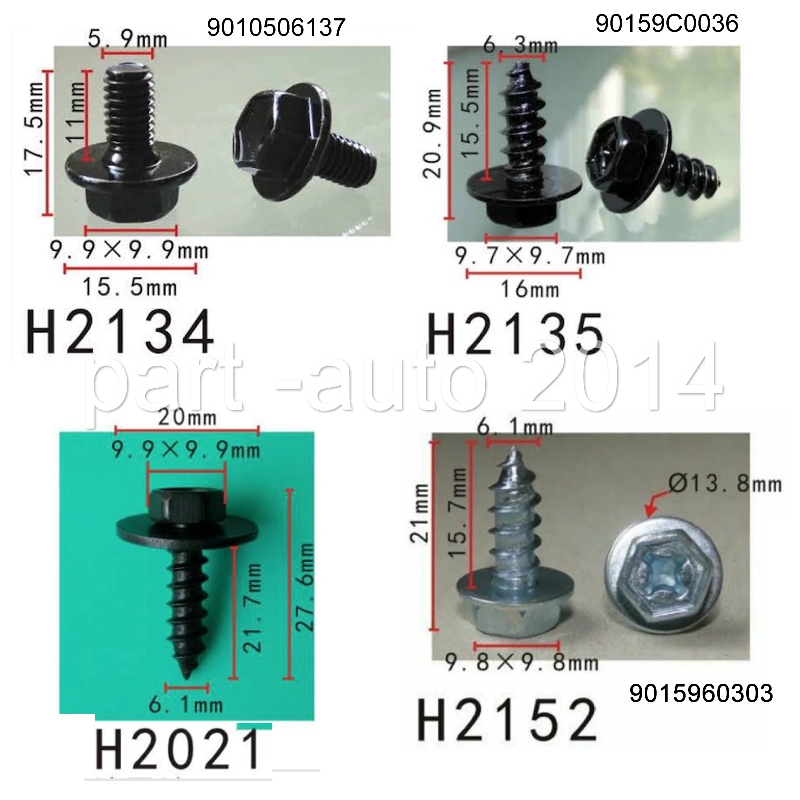 

100x OEM Fender M6 Metal Screw Fit For TOYOTA 9010506137 9015960303 90159C0036