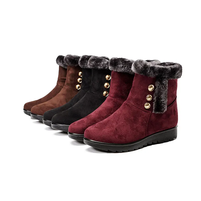 

Winter New Style Old Beijing Cloth Shoes Women's Middle-aged Female Cotton Boots Extra Large Flat Snow Boots Mom Shoes