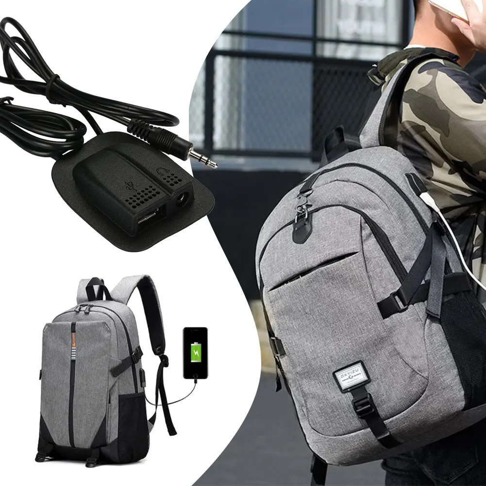 

2 Port Converter Audio Adapter Hiking Travel USB Backpack Portable Universal External Charging Cardle