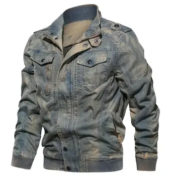 

2019 Military Denim Jacket Men Casual Streetwear Bomber Jackets and Coats Vintage Style Slim Fit Jaqueta Masculina Size 5XL w99