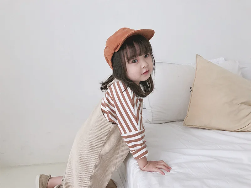 TY. Kids Spring New Style Girls South Korea Childrenswear Children Corduroy Suspender Pants