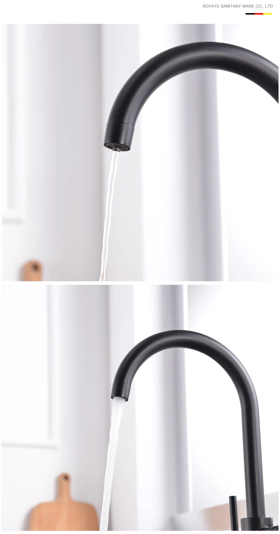 ROVATE 3-Way Sink Faucet Purified Water Hot and Cold Mixer Tap, Dual Handle Drinking Water Filter Kitchen Faucet Deck Mounted