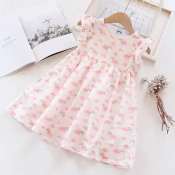

2020 Summer Cotton Rainbow Dresses For Girls Princess, Children Cute Dress 5 pcs/lot, Wholesale