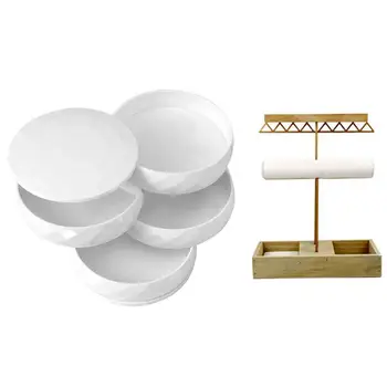 

1pcs 4-Tier Round Cosmetic Organizer Jewelry Storage Rotating Box & 1pcs Earring Jewelry Organizer Holder Display Stand