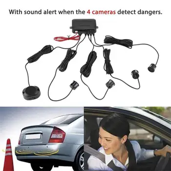 

Black New Car Reversing Radar Pure Buzzer 4 Probe Non-Visible Reversing Radar With 4 Ultrasonic Probes