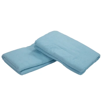 

HOT-2x 100% Cotton Cotbed Fitted Flat Waterproof Sheets 100cm x 140cm for Baby Bed - Blue