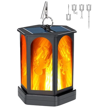 

Solar Lantern Lights Dancing Flame Waterproof Outdoor Hanging Lantern Flickering Flame Torch Light 3 Lighting Modes Night Lights