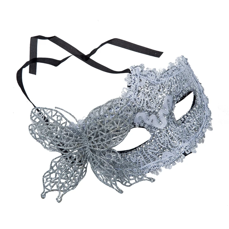 2 PCS Sexy Women Lace Mask Venetian Masquerade Ball Party Carnival Face, Eye(Blue& Silver
