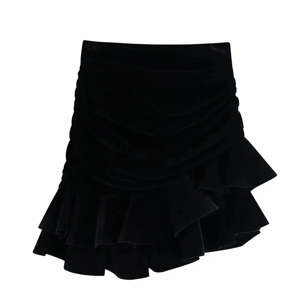 skirt Za woman осень зима Пышный рукав бант v-образный вырез бархатное Пальто Повседневная модная куртка женский кардиган Клубная женская одежда - Цвет: skirt