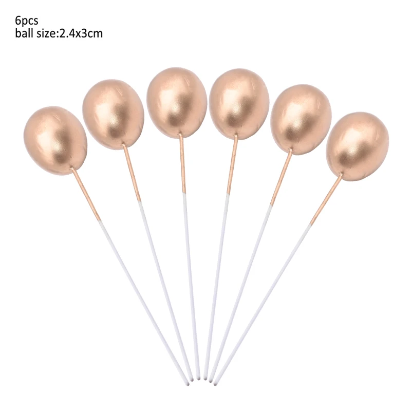 6pcs gold balls Радуга Единорог торт Топпер Свадьба День Рождения Торт украшения Детские сувениры флажки для торта кекс Топпер Единорог вечерние принадлежности - Цвет: 6pcs gold balls