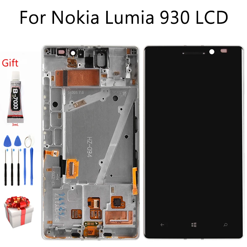 

100% Tested For Nokia Lumia 930 LCD Display Touch Screen 5.0" Digitizer Assembly With Frame Replacement For Nokia 930 Display