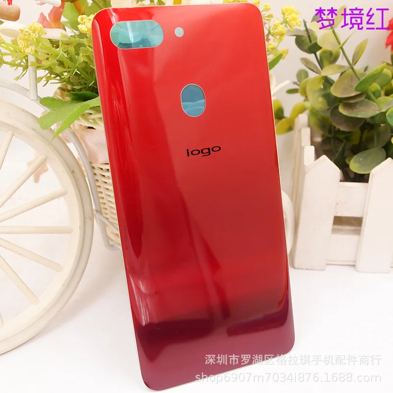 Красный Корпус для OPPO R15 боковая батарея крышка заднего корпуса замена двери запасные части с логотипом - Цвет: Красный