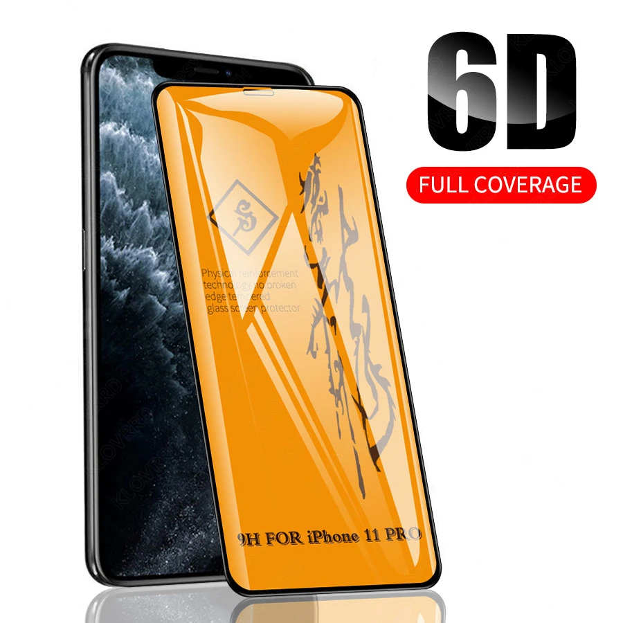 6D полное клеевое покрытие из закаленного стекла для iphone 11 pro max защита экрана
