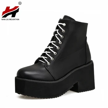 

NAN JIU MOUNTAIN 2021 Genuine Leather Women's Boots Autumn Short Boots High Heel Martin Boots Round Head Plus Size 40