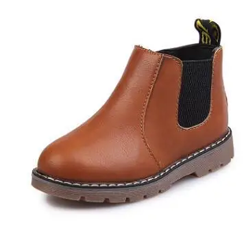 New Children Snow Boots Autumn Thickening Cotton Shoes Boys Girls Waterproof Non-slip Ankle Boots Kids Leather Boots Fashio - Цвет: brown