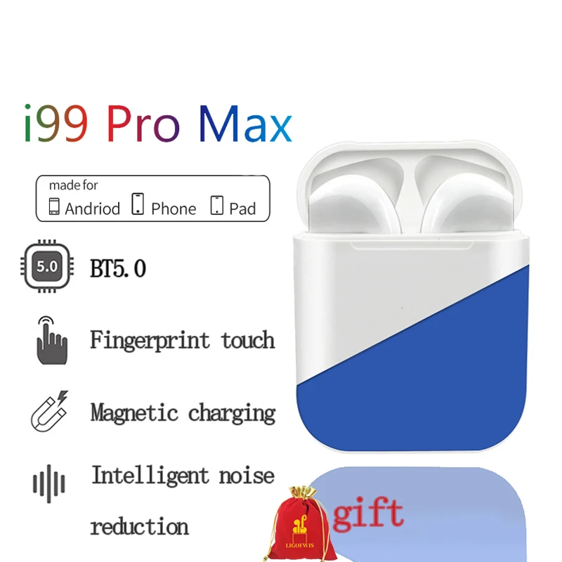 

i99 Pro Tws Wireless Bluetooth5.0 Earphone with Changing Box Fingerprint Touch Magnetic Charging Noise Reduction Earphone