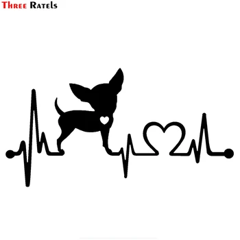 

Three Ratels FTZ-177# 20x10.6cm Decals Chihuahua Heartbeat Monitor Sticker for Cars Trucks Vans SUVs Windows Walls Cups Laptops