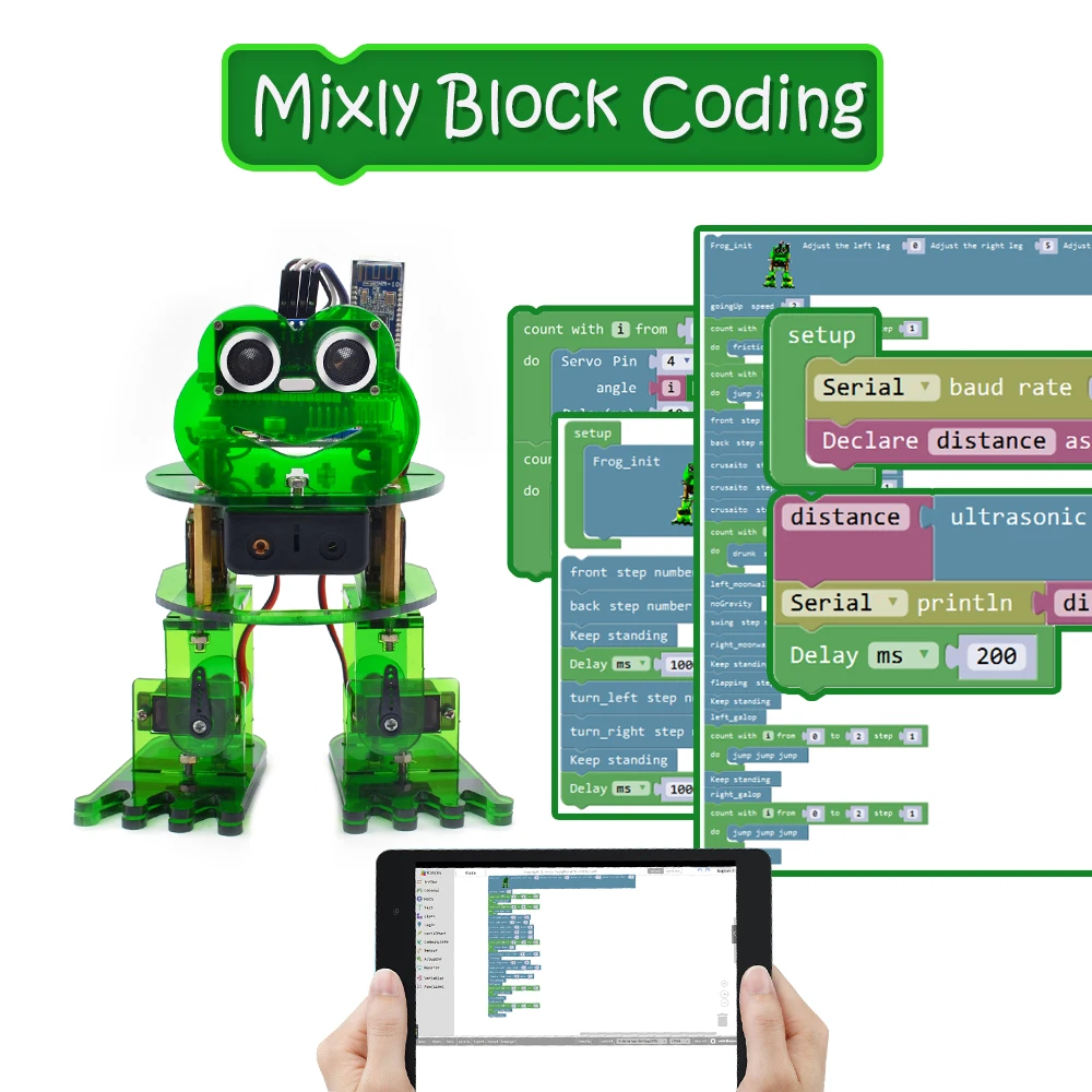 Online ¡Nuevo! Keyesstudio DIY 4 DOF Robot Kit rana para Arduino Nano programación gráfica soporte para Control de aplicaciones IOS y Android