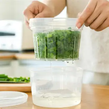 

2 Pcs Double Layer Refrigerator Food Preservation Box Plastic Draining Storage Container(Transparent Round 800ml)