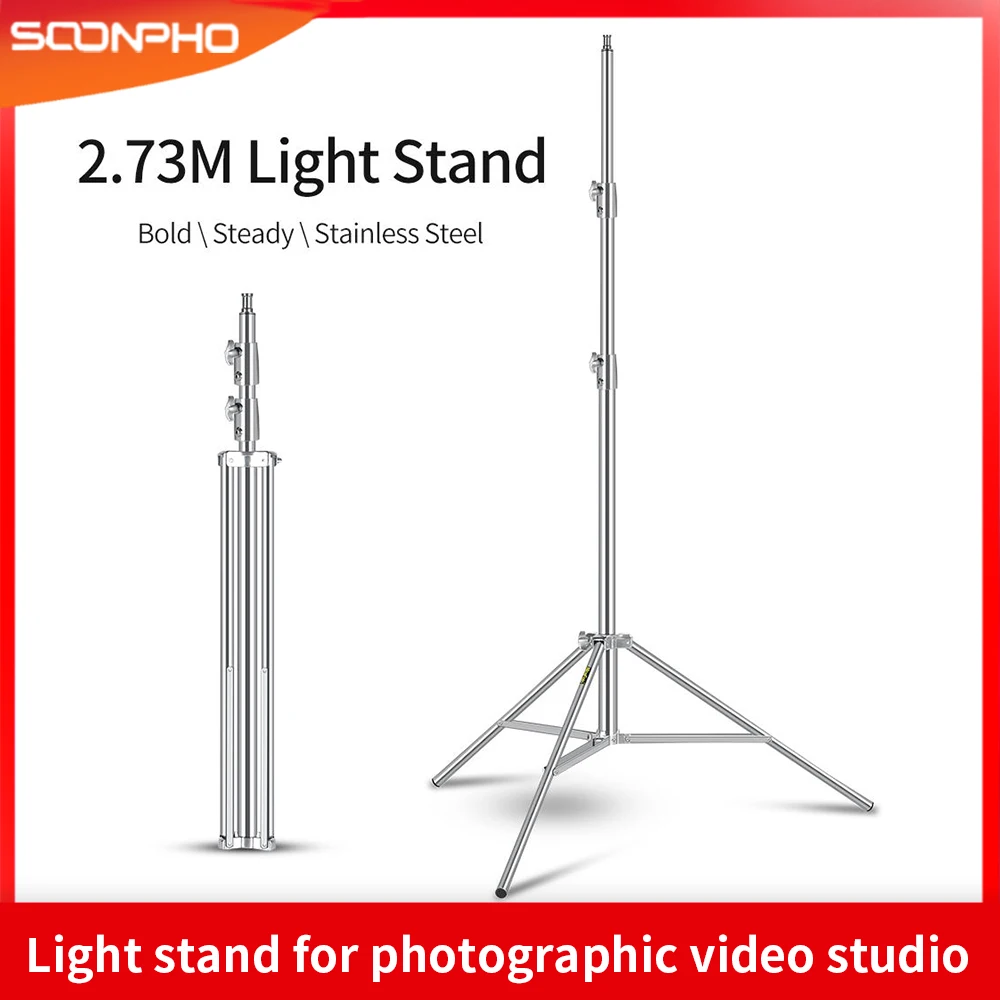  2.8M Heavy Duty Stainless Steel Light Stand for Studio Photo Video Flash Light Softbox Reflector fo