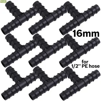 

KESLA 10PCS 16mm Barbed Tee Connector 3-Ways for Micro Irrigation 1/2'' PE Pipe Tubing Hose Micro Drip Fitting Garden Watering