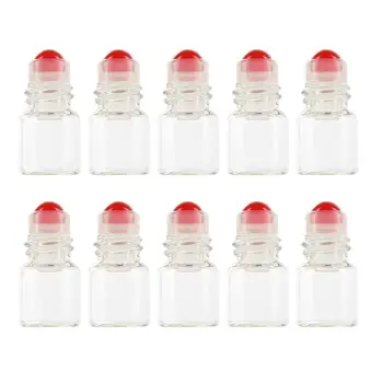 

10 Bottle 1ml Transparent Glass Roll on Bottle Essential Oil Vials with Roller Metal Glass Ball 6 colors Refillable Bottles